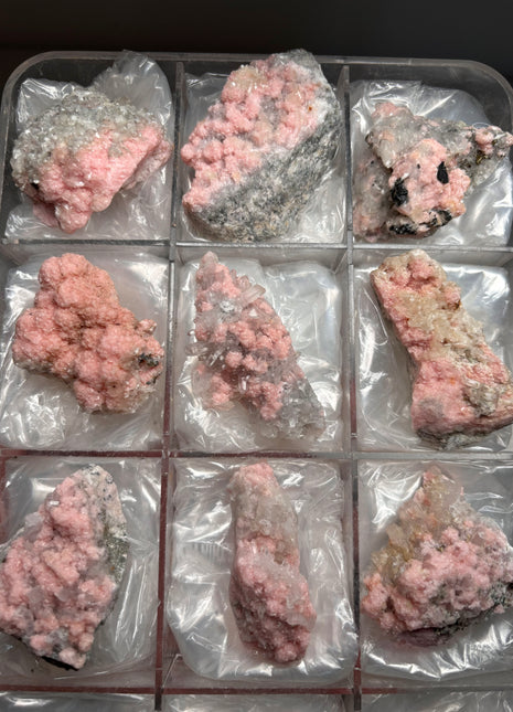 9 Pieces ! Pink Rhodocrosite with Quartz Lot