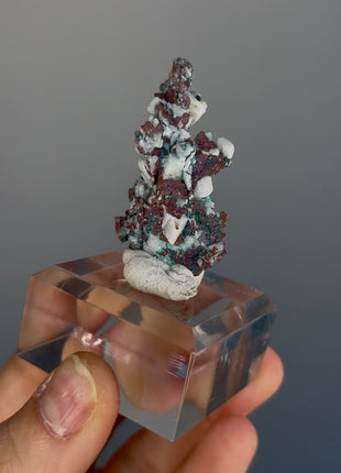 Native Copper with White Calcite and Green Malachite