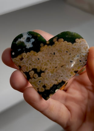 Pink Orbicular Ocean Jasper Heart