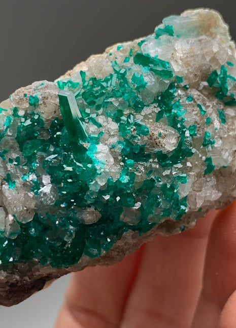 Green Dioptase with Calcite