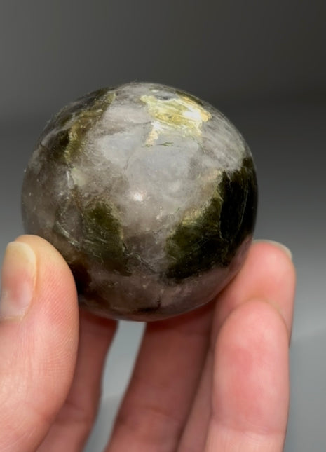 Rare Green Lepidolite with Quartz Sphere