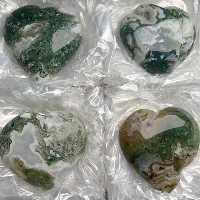 Very High Grade Moss Agate with Quartz Hearts - 4 Pieces !