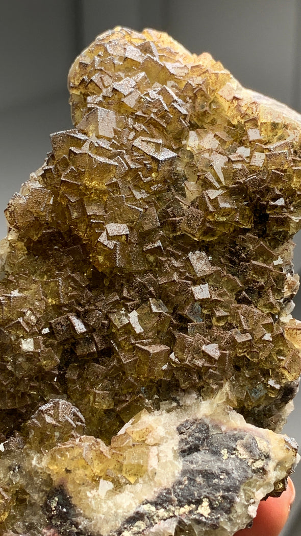 Yellow Fluorite with Chalcopyrite - From Spain