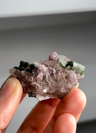 Green Tourmaline with Lepidolite from Cruzerio, Brazil