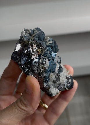 Metallic Blue Sphalerite with Quartz Specimen