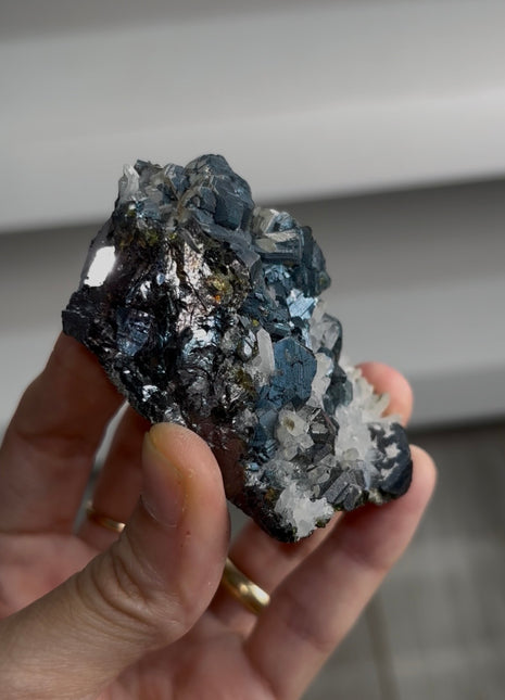 Metallic Blue Sphalerite with Quartz Specimen