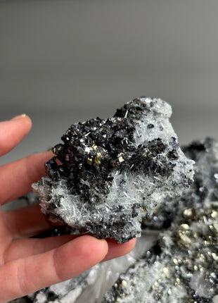 6 Pieces ! High Grade Pyrite, Sphalerite with Needle Quartz Lot
