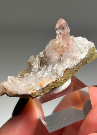 New find ! Quartz with Red Hematite Needles and Green Epidote from Namibia