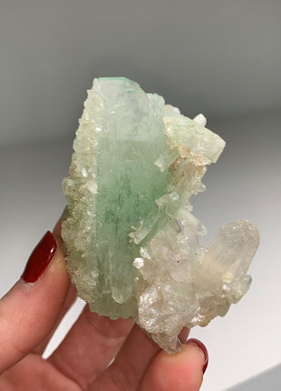 Green Apophyllite with White Stilbite