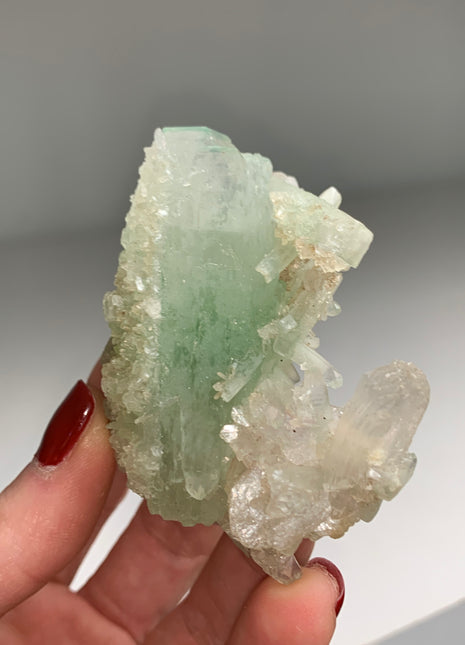 Green Apophyllite with White Stilbite