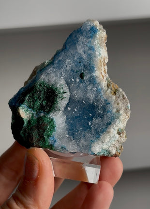 Blue Shattuckite with Quartz and Malachite from Namibia