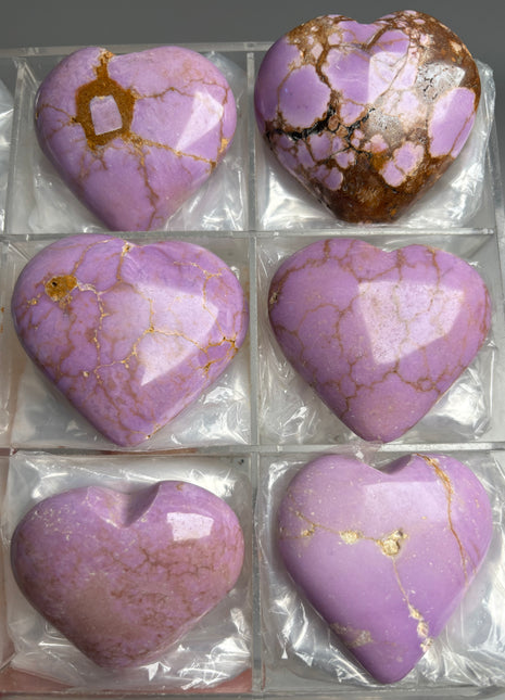 6 Pieces ! Lavender Pink Phosphosiderite Hearts Lot