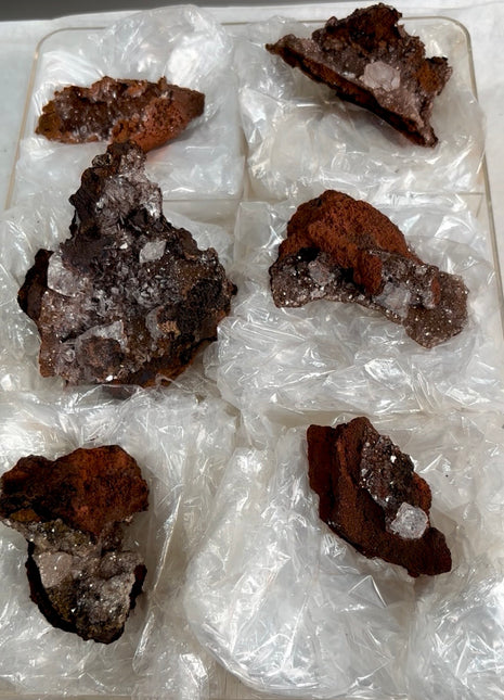 6 Pieces ! Diamond Calcite with Red Calcite Specimens Lot