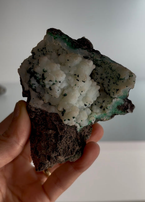 Magical ! Snow Chalcedony with Malachite