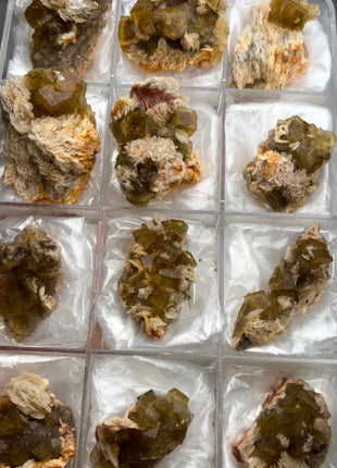 12 Pieces ! Yellow Fluorite with Barite Flowers lot