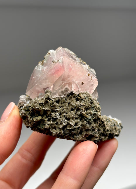 Light Raspberry Calcite on Chalcedony