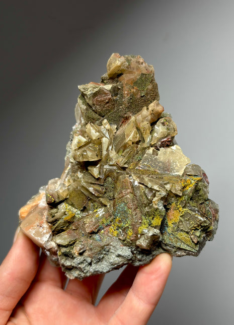 Iridescent Calcite with Chalcopyrite from Moldova