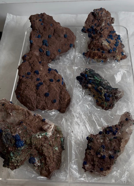 6 Piece Lot ! Rare Blueberry Azurite Specimens