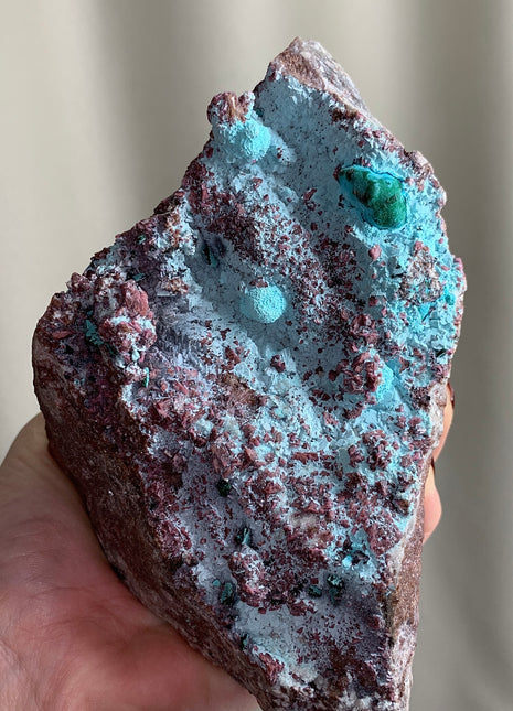 Unusual ! Pink Cobaltocalcite with Chrysocolla and Malachite  - From DRC