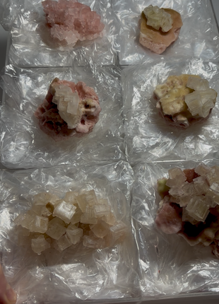 6 Pieces ! Pink and Green Halite Lot