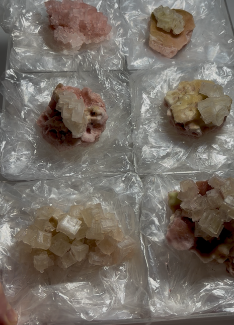 6 Pieces ! Pink and Green Halite Lot