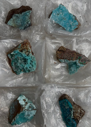 6 Pieces ! Druzy Blue Chrysocolla Lot