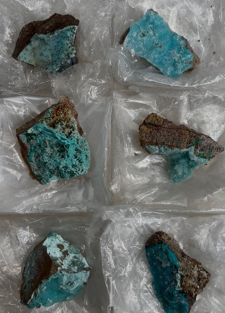 6 Pieces ! Druzy Blue Chrysocolla Lot