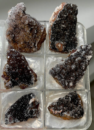 6 Pieces ! Sparkling Quartz with Manganese Oxide Specimens Lot