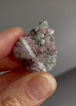 Green Tourmaline with Pink Lepidolite and Cleavelandite from Cruzerio, Brazil