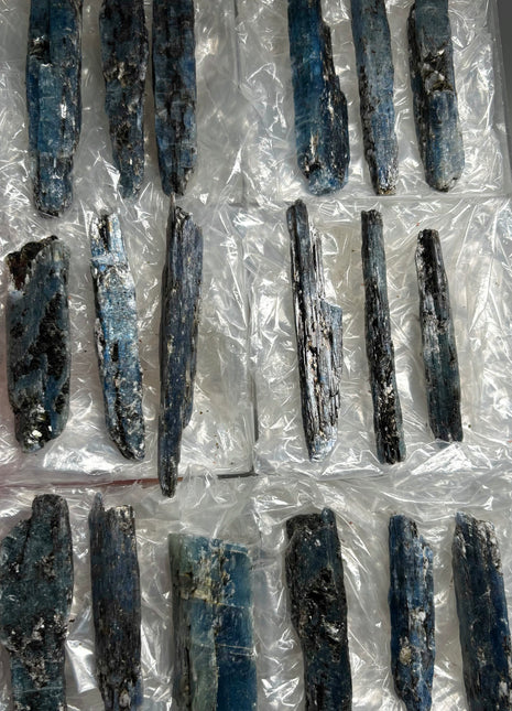 Rich Blue Kyanite with Mica - From Zambia - 18 Pieces