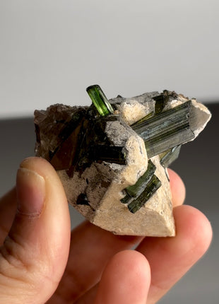 Green Tourmaline with Quartz from Cruzerio, Brazil