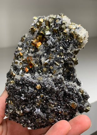 Incredible Rainbow Pyrite with Quartz, Sphalerite - Borieva mine, Rhodope Mtns