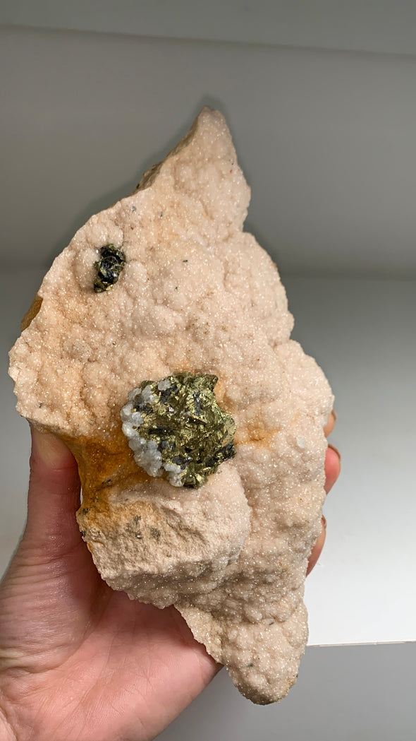 Pink Rhodocrosite with Perfect Pyrite Flower - From Trepca mine