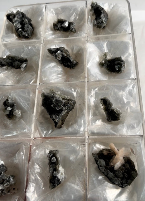 12 Pieces ! High Grade Black Chalcedony with Apophyllite Lot