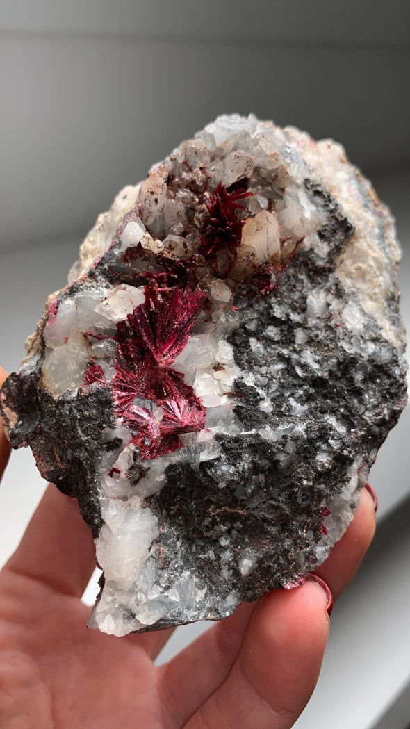 Magenta Red Erythrite with Quartz- From Agoudal mine