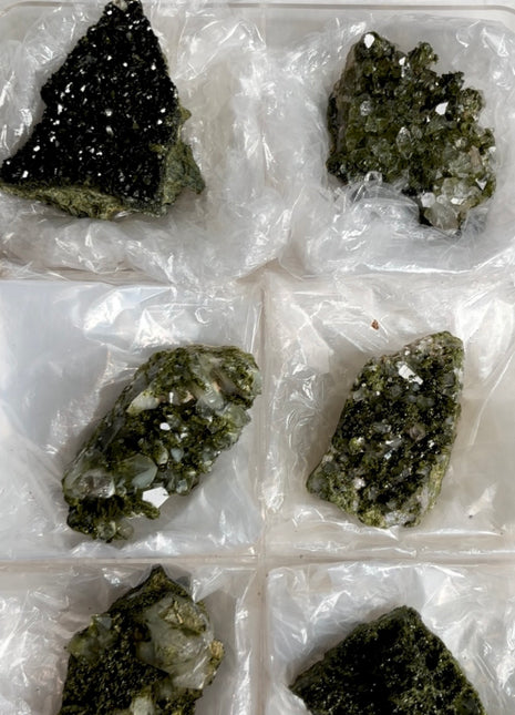 6 Pieces ! High Grade Forest Epidote with Quartz Lot