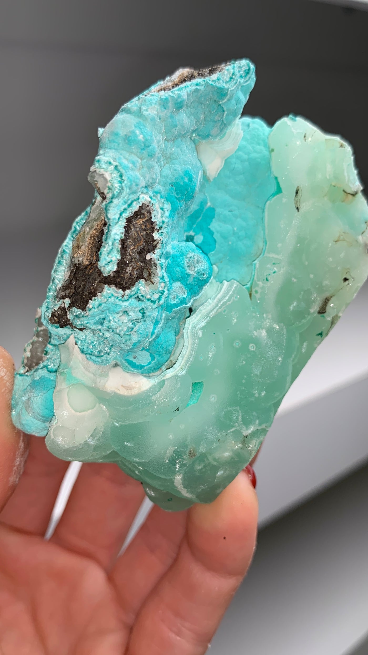 Smithsonite bleu/vert Cristaux sur matrice - Hauteur : 112 mm - Largeur