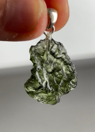 Green Moldavite 925 Silver Pendant PM0495