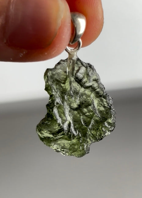Green Moldavite 925 Silver Pendant PM0495