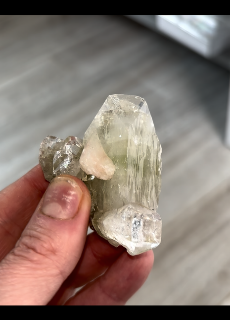 New arrival ! Gemmy Green Apophyllite with Pink Stilbite