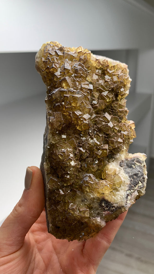 Yellow Fluorite with Chalcopyrite - From Spain