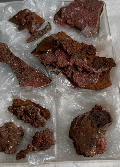 9 Pieces ! Red Calcite Specimens Lot
