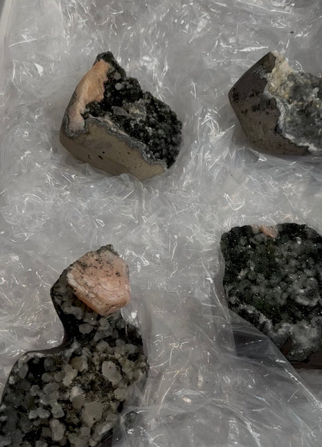 4 Pieces ! Druzy Blue Chalcedony Geode Lot