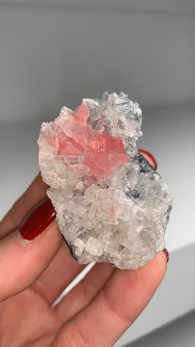 Pink Rhodocrosite with Quartz 🌸