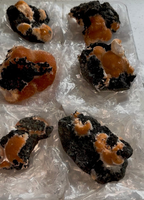 6 Pieces ! Orange Thomsonite with Mesolite Lot