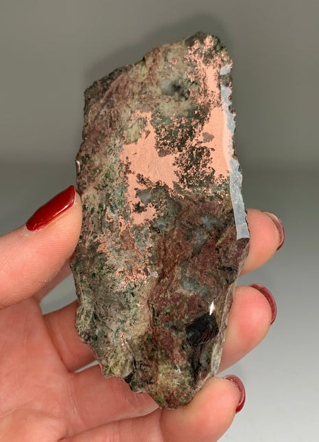 New ! Copper Ore with Quartz, Epidote Slab - From Keweenaw Peninsula, Michigan 5