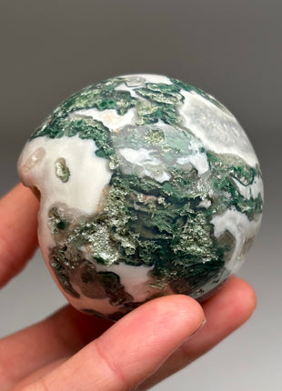 Green Moss Agate Geode Sphere