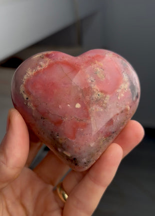 Rare Dendritic Pink Opal Heart