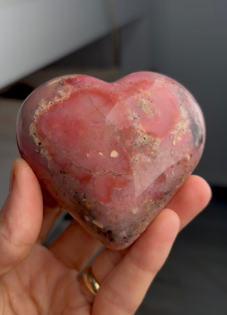 Rare Dendritic Pink Opal Heart