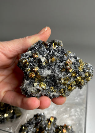 6 Pieces ! High Grade Pyrite, Sphalerite with Needle Quartz Lot